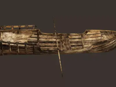 Viking Wooden Boat Game-Ready Low-poly 3D Model Low-poly 3D model