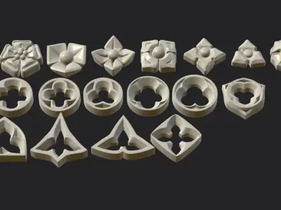 Gothic flowers Low-poly 3D model