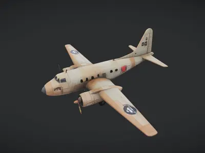 vintage military transport airplane 3D model