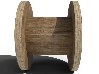 Wooden cable reel Low-poly 3D model
