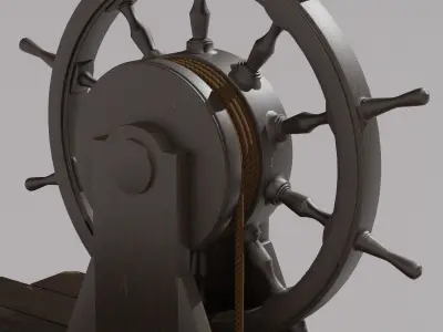 Old Ship Steering Wheel 3D model