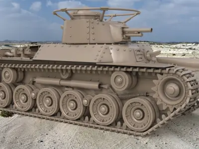 Tank Type 97 Chi Ha Green Japan Clay VRay 3D model