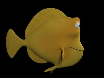 Cartoon yellow fish Low-poly 3D model