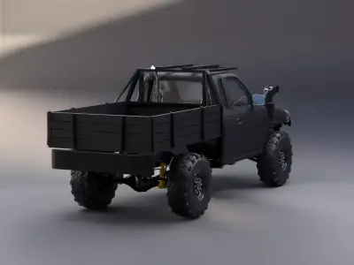 Rigged Offroad Pickup Truck 3D Model Low Poly Game Ready Low-poly 3D model
