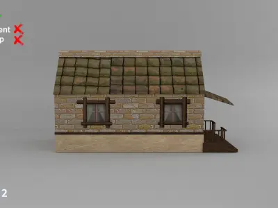 Low Poly Medieval Town Set Low-poly 3D model