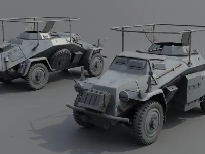 SdKfz 223 Armored car Low-poly 3D model