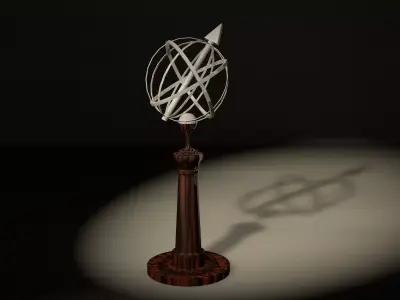 Armillary Sundial on Pedestal Free 3D print model