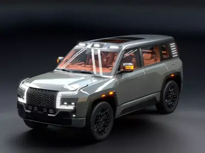 Modern Luxury Electric SUV Rigged 3D Model  Low-poly 3D model