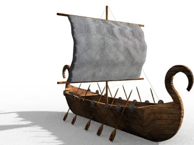 ancient viking boat Low-poly 3D model