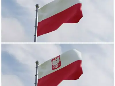 Animated Poland Flags 3D model 3D model