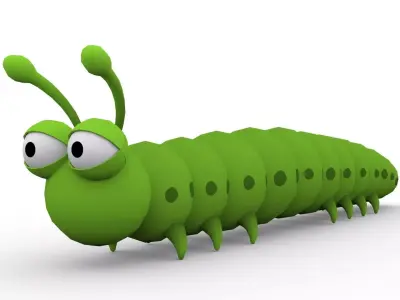 Carterpillar Toon Animated Low-poly 3D model