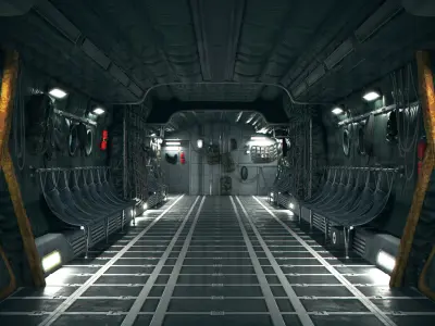 Aircraft Interior Cargo C-130 Hercules PBR Low-poly 3D model