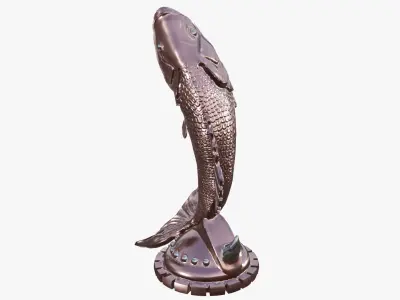 Fish statue Low-poly 3D model
