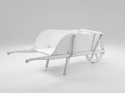 Antique wooden wheelbarrow Free low-poly 3D model
