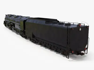 Vintage Locomotive with Trailed Tender Rigged for Cinema 4D 3D model purchase