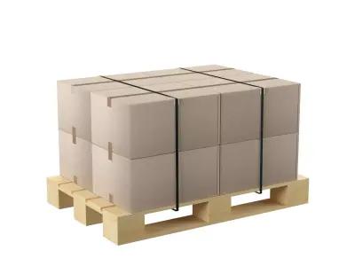 Pallet with cardboard boxes Low-poly 3D model