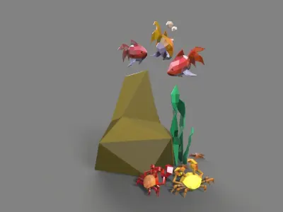 Lowpoly Trees sea Low-poly 3D model