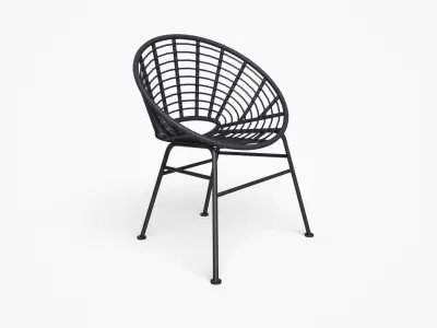Shell outdoor Dining Chair black Low-poly 3D model