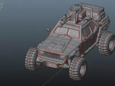Stylized Wasteland Battle Car Low-poly 3D model