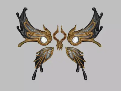 Golden Black Wing Low-poly 3D model