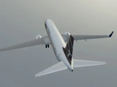 LOT Polish Airlines 737-800 low poly 3D model with cockpit  Low-poly 3D model