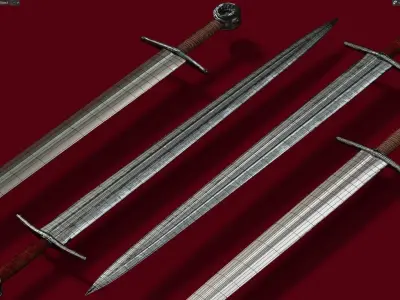 Textured Medieval Sword Low-poly 3D model