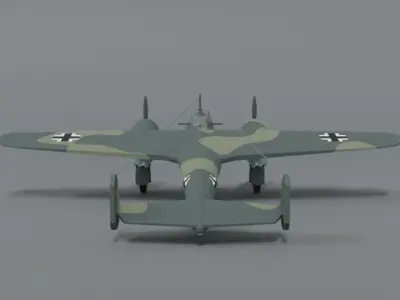 Low Poly Cartoon Dornier Do 17 Z WWII Airplane Low-poly 3D model