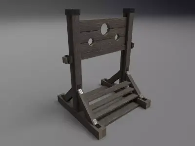 Pillory PBR wooden sword stand Low-poly 3D model