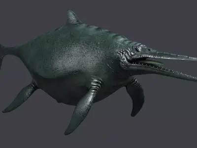 Ichthyosaur ichthyosaurus giant lizard fish marine reptile 3D model