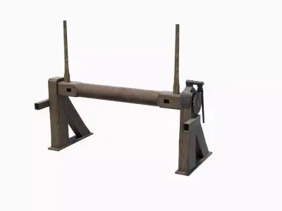 Medieval castle gate winch Low-poly 3D model