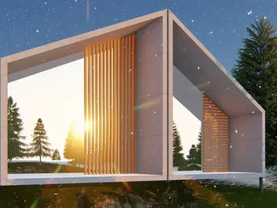 House in middle of lake Free 3D model