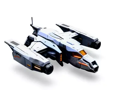 Scifi Fighter Spaceship Model Low-poly 3D model