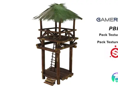 Wooden Watchtower Low-poly 3D model