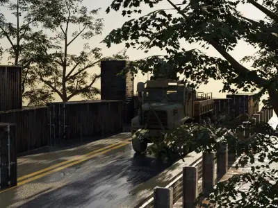 Road side Container with truck scene 3D model