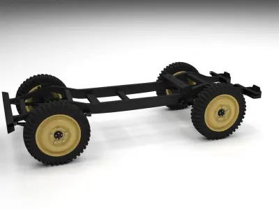 Jeep Willys Chassis Low-poly 3D model
