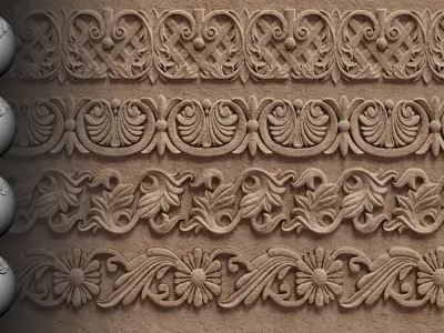 30 Ornament Trim Brush Ornament Library VOL 02 Low-poly 3D model