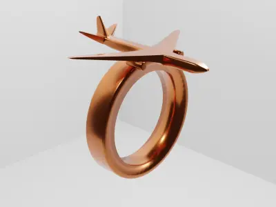 a ring with an image of an airplane 3D model