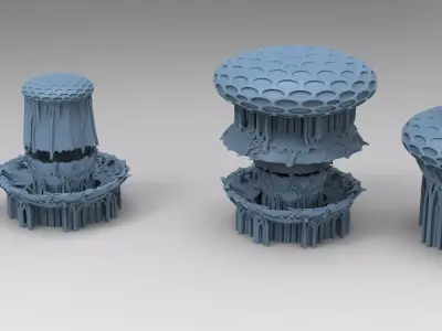 Ivy mushroom root collection 1 Low-poly 3D model