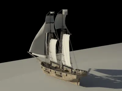 Topsail schooner ship roblox Low-poly 3D model
