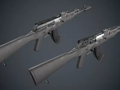 Low Poly AK 47 Low-poly 3D model