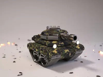 Cartoon Mini Tank Low Poly mini Military Vehicle 3D Model Low-poly 3D model