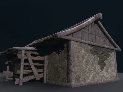 Realistic Medieval House Low-poly 3D model