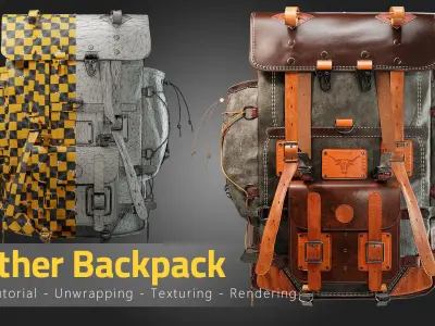 Leather Backpack Low-poly 3D model