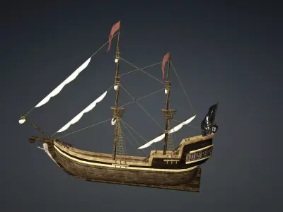 Roter Lowe Galleon Low-poly 3D Model Low-poly 3D model