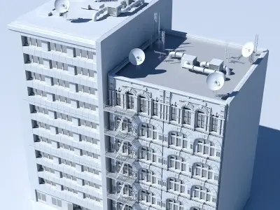 Commercial Building Facade 13 3D model