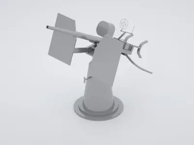 20mm Oerlikon Single Anti Air Machine Gun Mk4 Mount 3D model