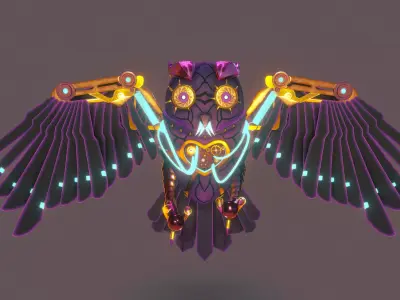 SteamPunk Owl Low-poly 3D model