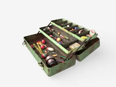 Old Fishing Tackle Box 3D model