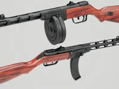 PBR Soviet PPSh-41 submachine gun Low-poly 3D model