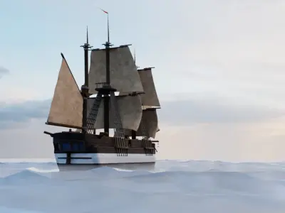 Hecla-Class Bomb Vessel Low-poly 3D model